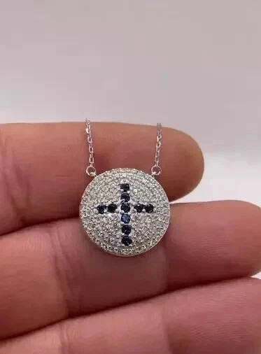 2Ct Round Cut Lab Created Diamond Women's Cross Pendant 14K White Gold Plated