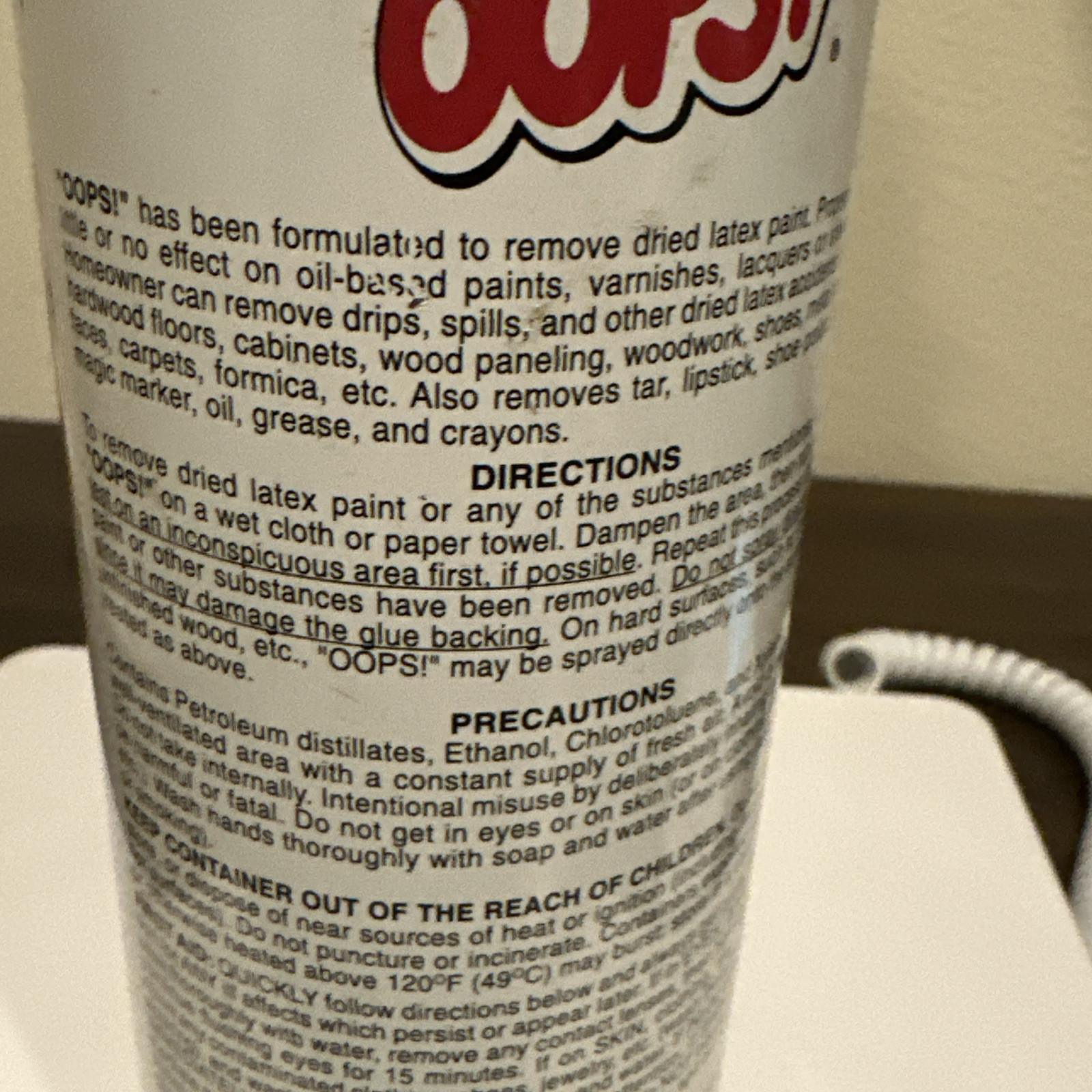OOPS! Extreme Remover 11oz Spray Can Discontinued & HTF Paint Ink Tar USA