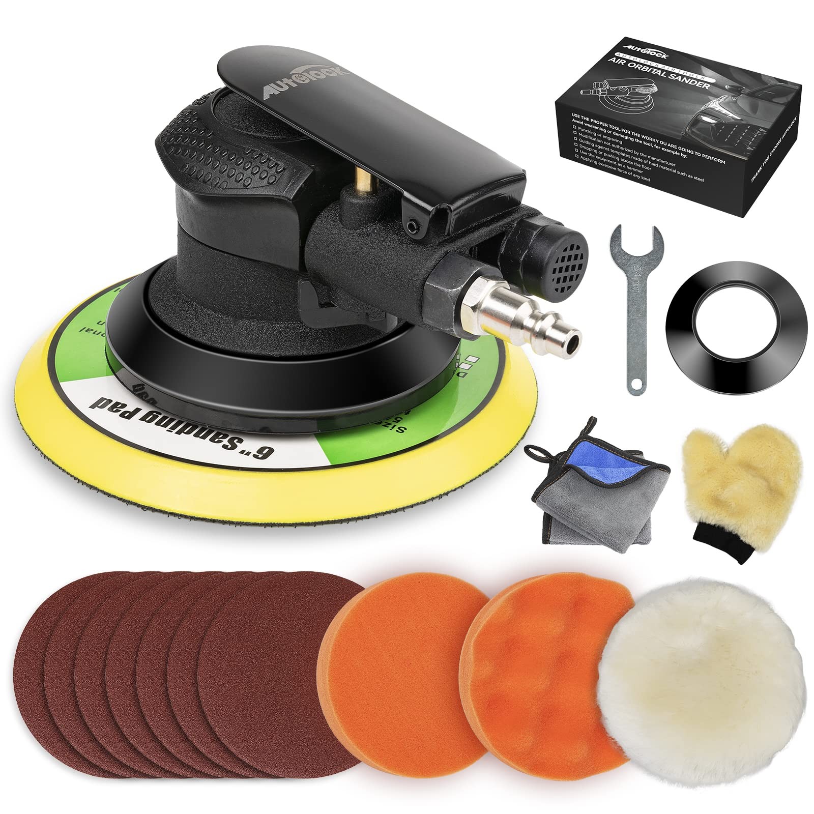 6 Inches Air Random Orbital Sander, Pneumatic Palm Car Sanders For Wood Polis...