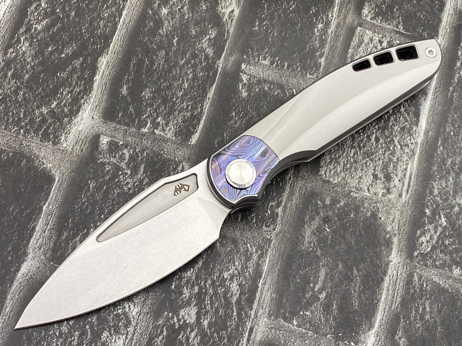 TwoSun TS341-Tima Folding Knife M390 Blade Titanium/Timascus Handle Pocket Knife