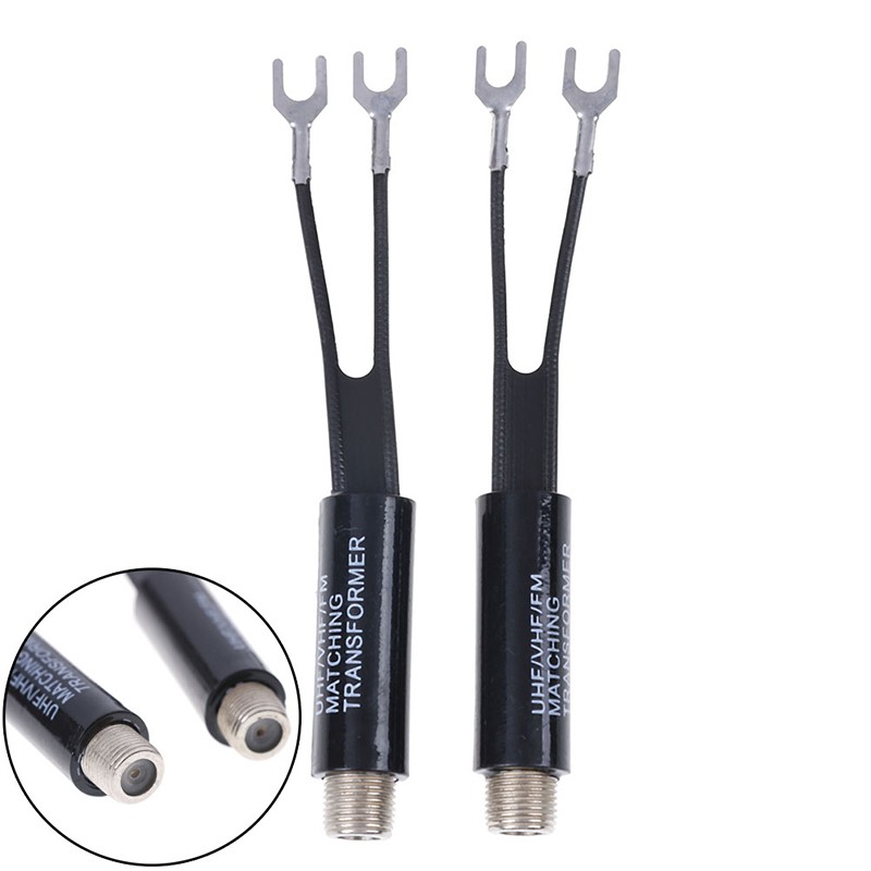 2Pcs UHF/VHF/FM/TV F cable 75-300 Ohm balun antenna matching transformer.zo