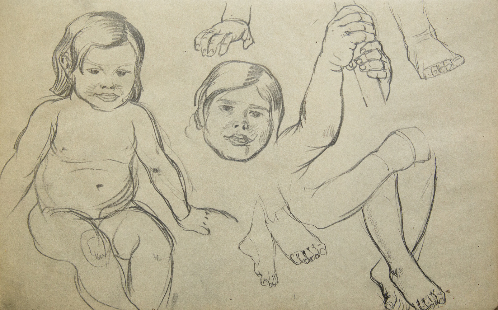 Kurt Opitz "Toddler Studies" Pencil Drawing Sketch Leipzig 1911