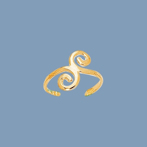 Adjustable Swirl Design Design Toe Ring Solid Real 14K Yellow Gold
