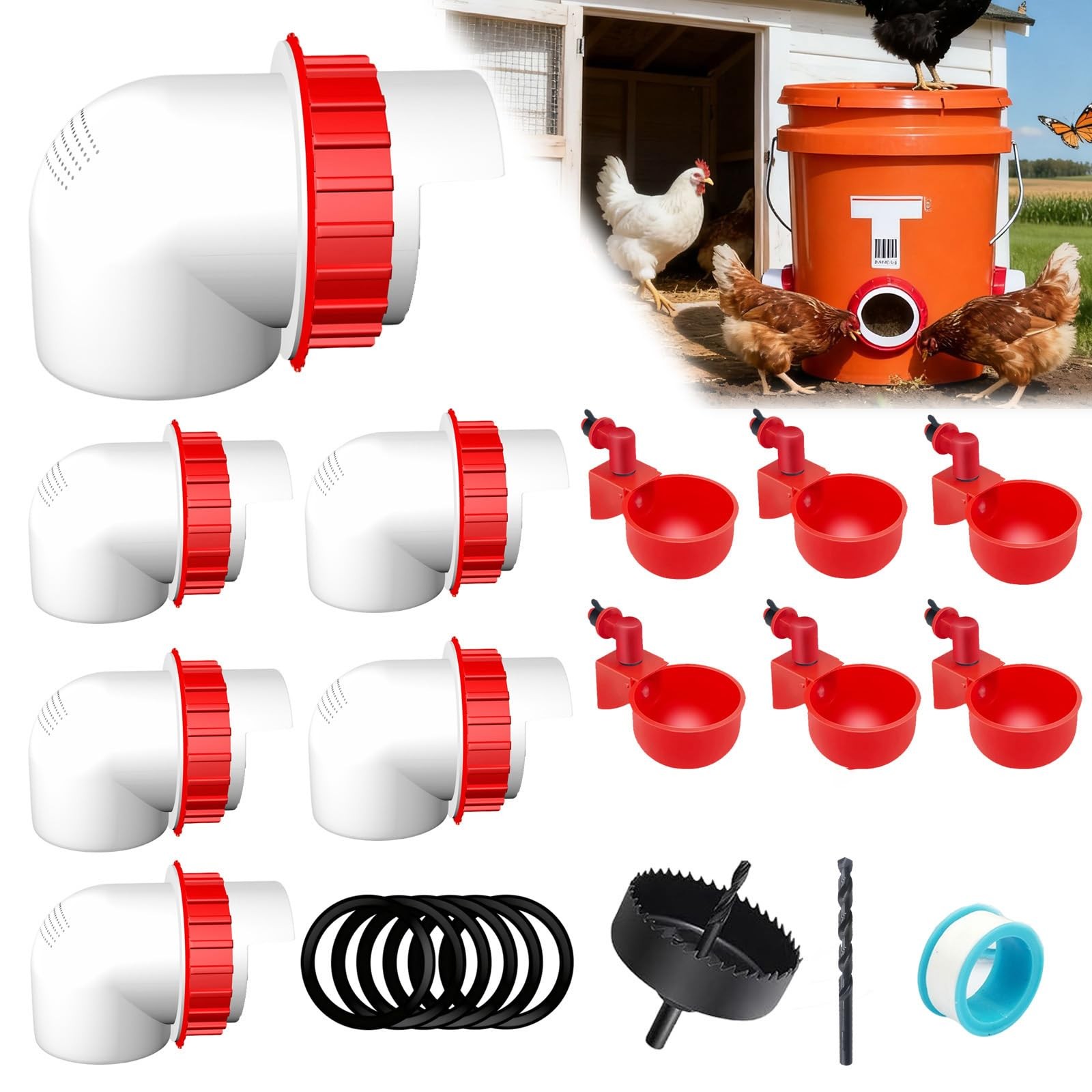 Kit de comedero y bebedero pollos de fabricación casera, automático por gravedad
