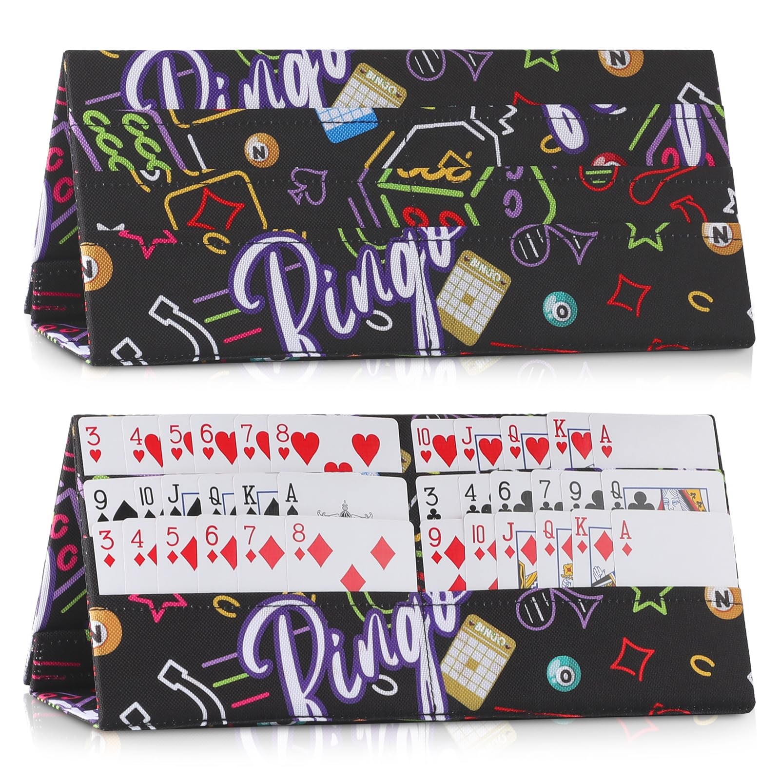 2PCS Playing for Poker, Bridge & Canasta, Foldable 6-Slot Organizer for Bing