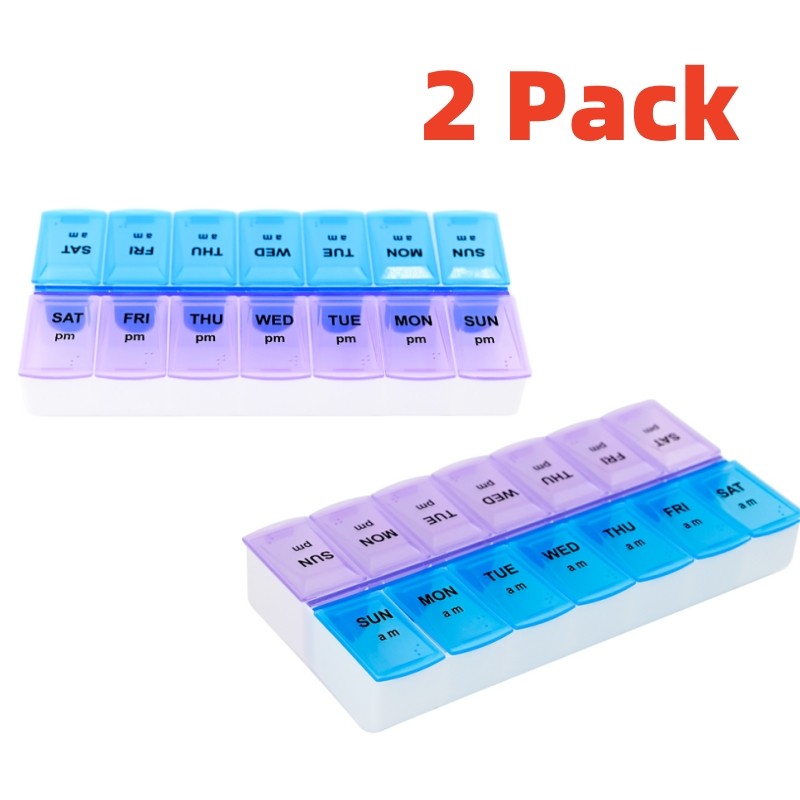 2 pack Weekly Pill Box Organizer Twice a Day 7 day Organizer Case Medicine Box