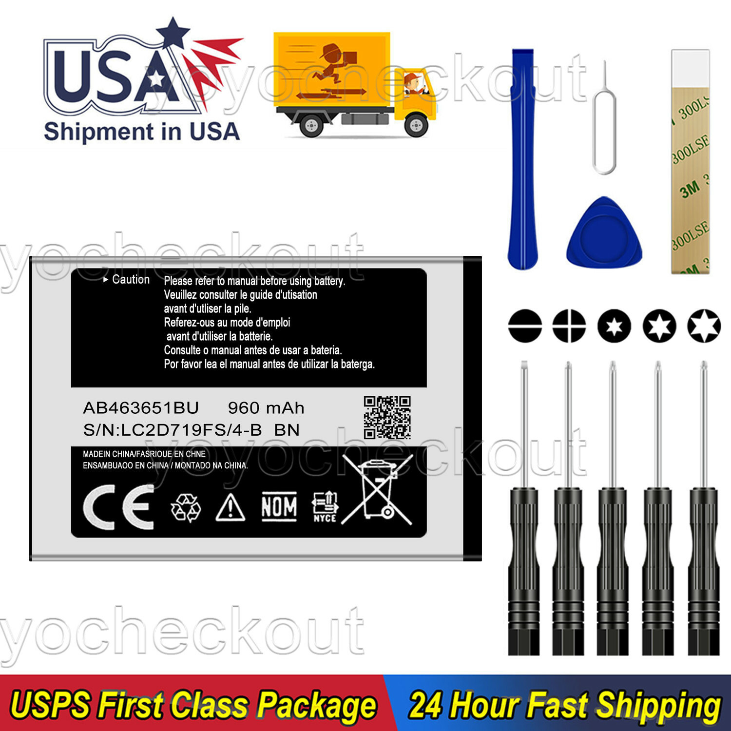 For Samsung SCH-R451C R450 T739 Replacement Battery AB463651BU Tool
