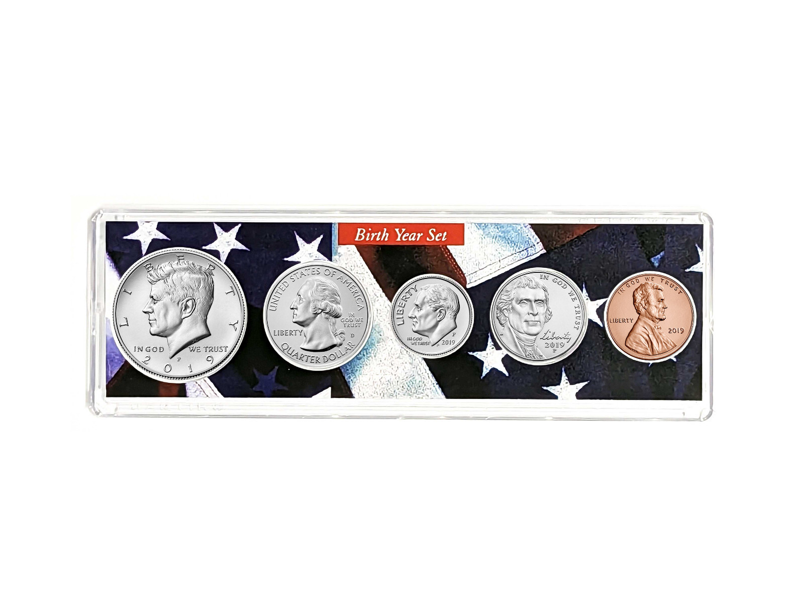 2019 Birth Year Coin Set in American Flag Holder - 5 Coin Set