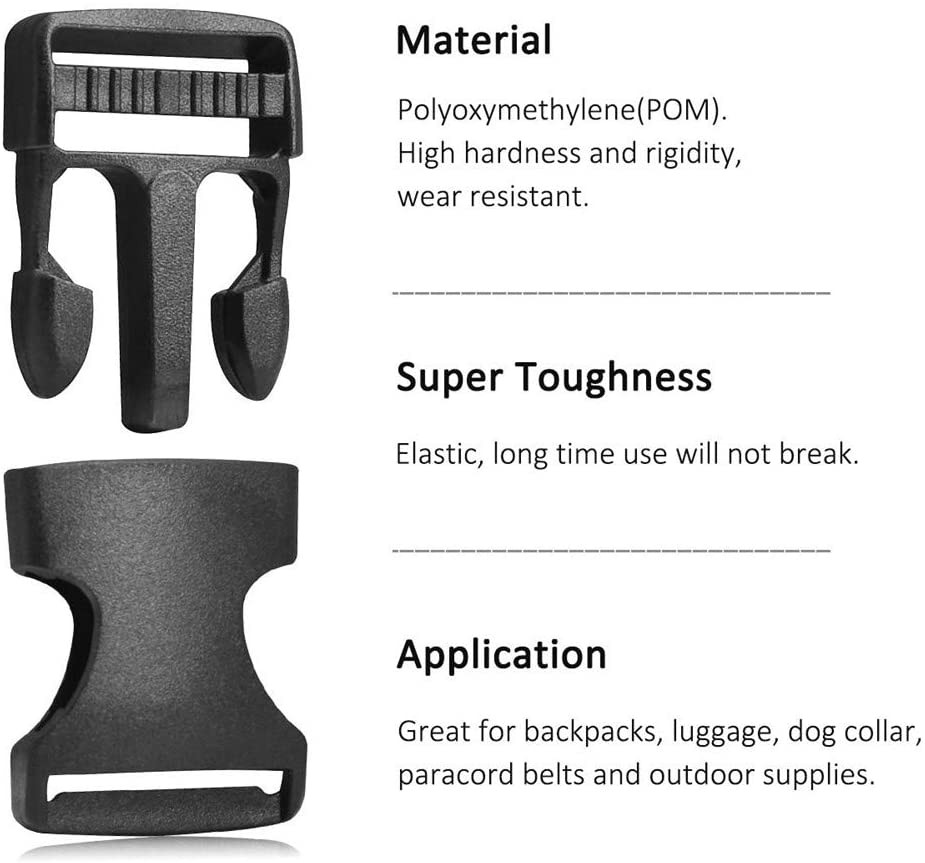 1Inch Nylon Webbing Strap Sets Plastic Flat Buckle Side Release Backpack
