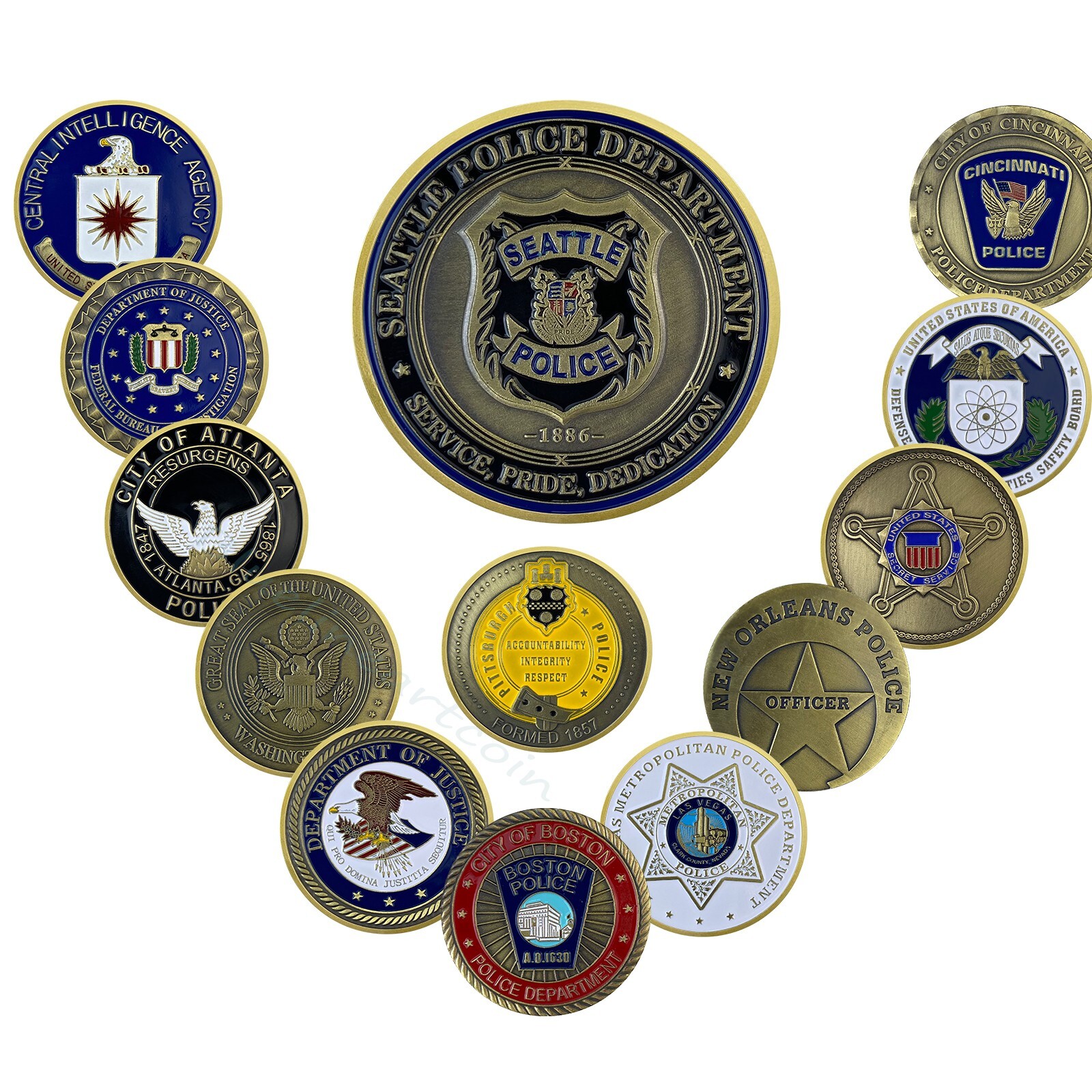 13pcs Police Challenge Coins Lot Law Enforcement Officer St. Michael Medallions