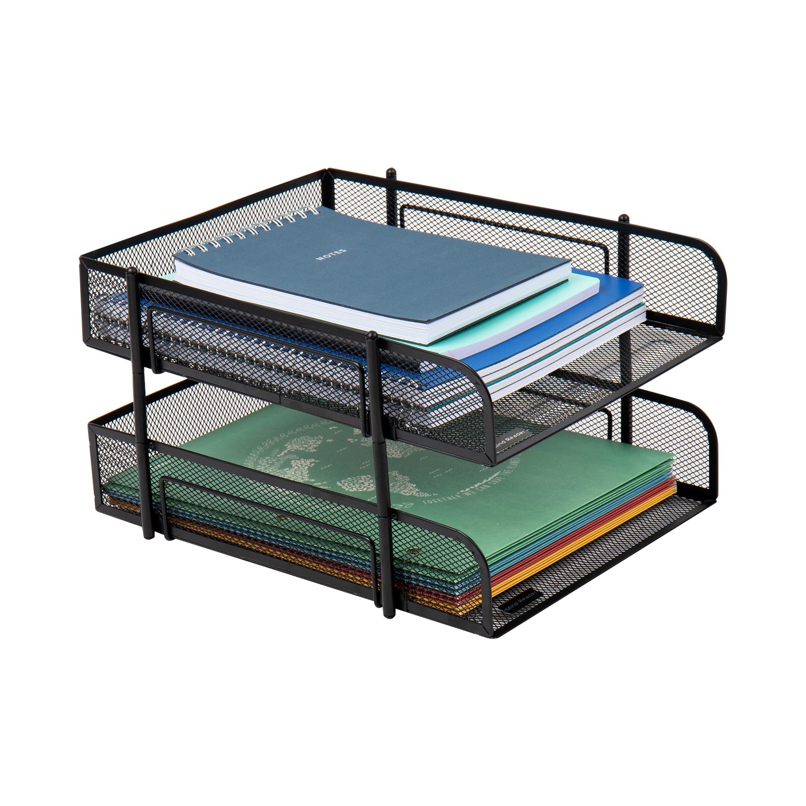Stackable Paper Tray, Desktop Organizer, File Storage, Office, Metal Mesh, 2 ...