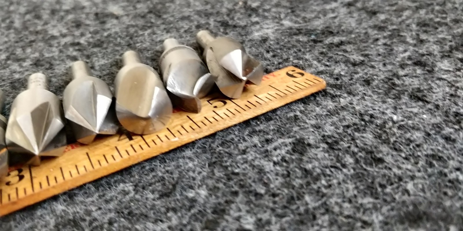 SET of 9 ~ 1/2" countersinks in assorted angles and flutes