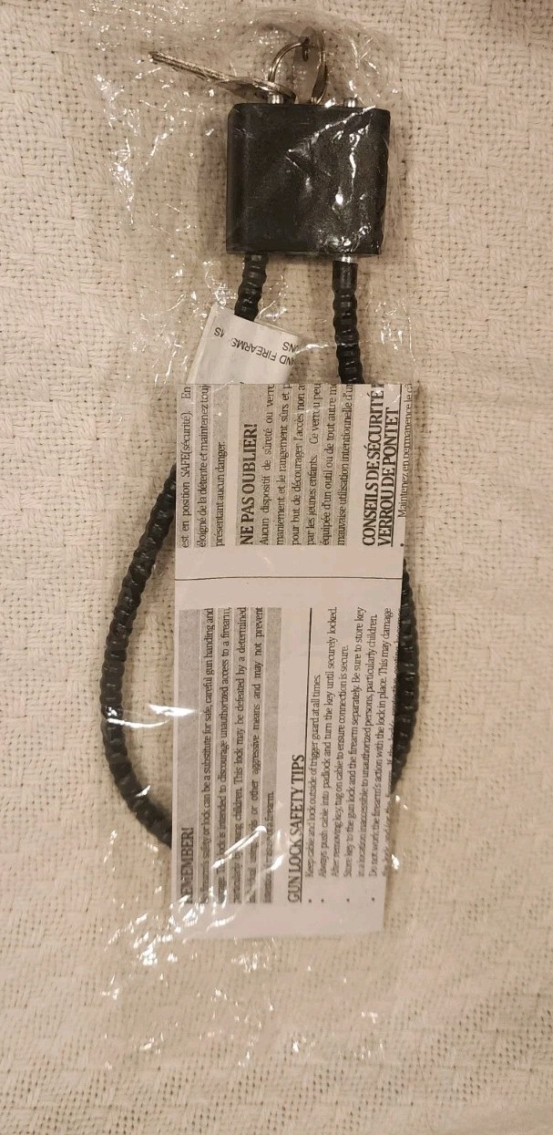 Mascon Black MCL02-P Cable Gun Lock 2 Keys and Instructions