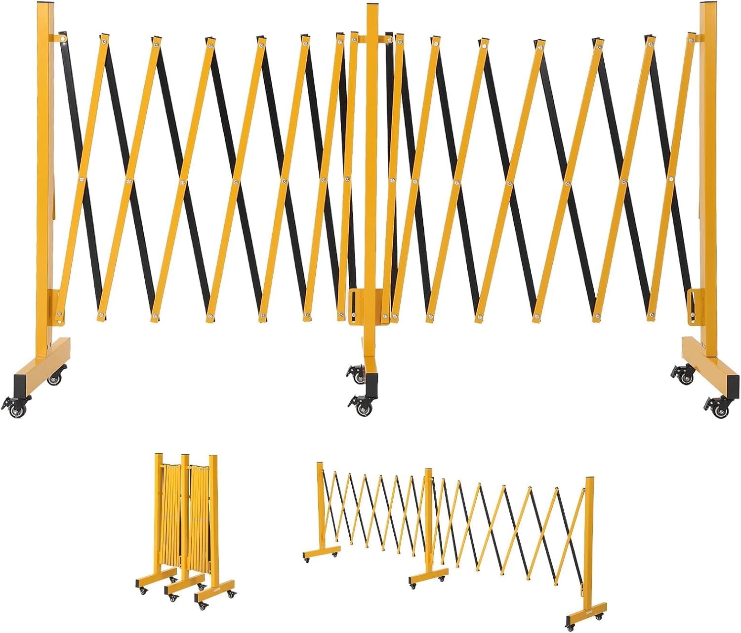 Mobile Expandable Security Barrier 11/16/23FT with Wheels for Warehouse Driveway