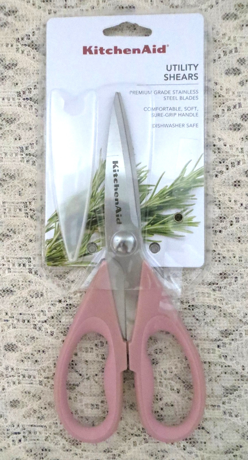 KitchenAid Scissors Utility Shears Pink Dried Rose w/Cover Steel HDRA NEW/pkg