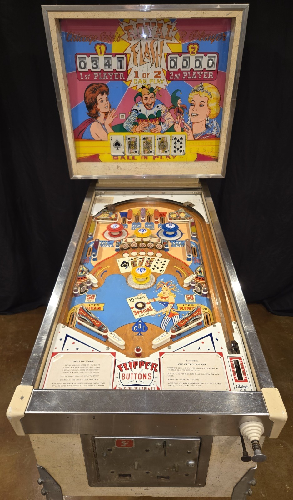 Refurbished Royal Flash Pinball Machine (Chicago Coin) 1964