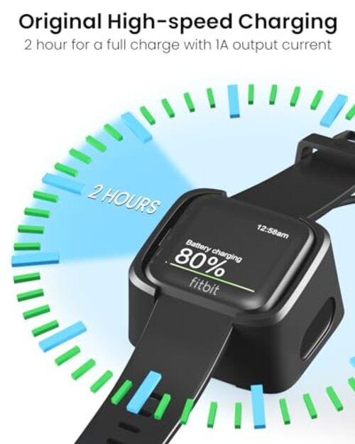 Charger Replacement Charging Cable Dock Cradle with USB Cord for Fitbit Versa 2