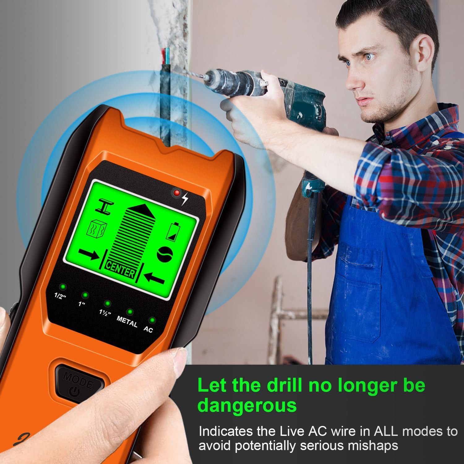 Stud Finder Wall Scanner, 5 in 1 Multifunction Stud Locator with Smart Sensor, H