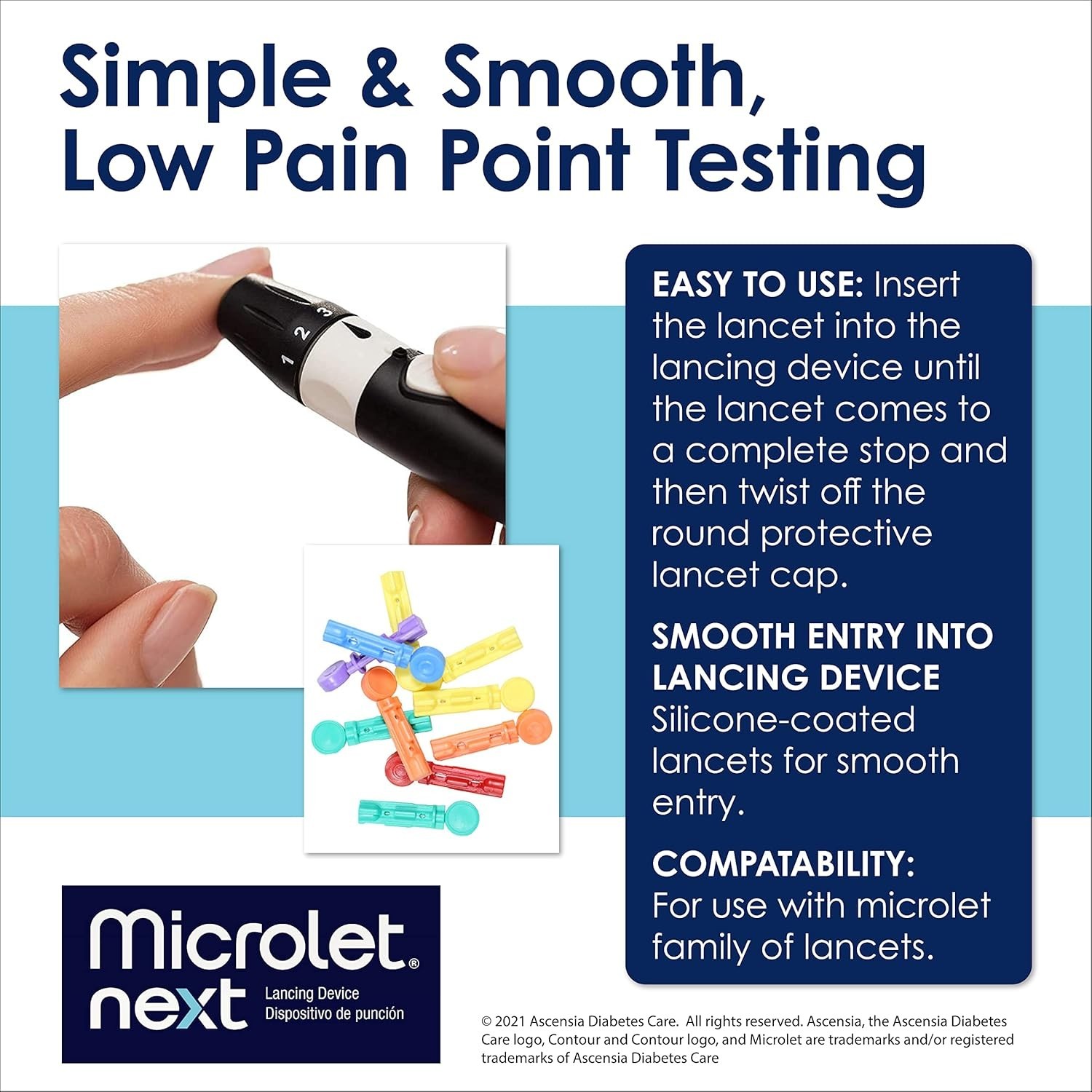 Easy-to-Use MICROLET Next Lancing Device with Locking Endcap & Ejector Function