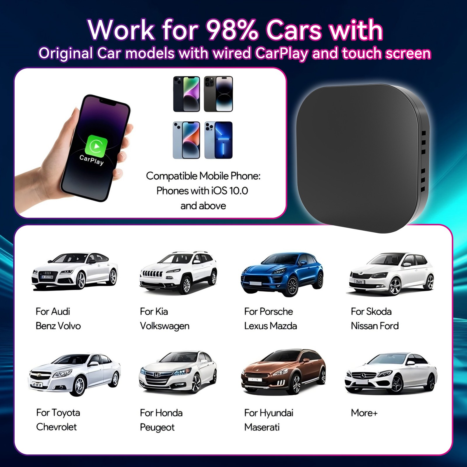 Wireless CarPlay AI box Android Auto WIFI Adapter Converter w/Netflix YouTube