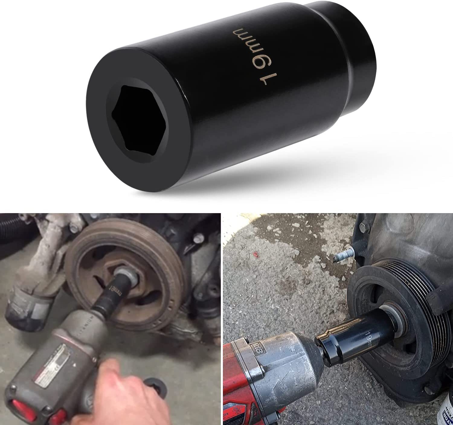 77080 Harmonic Balancer Socket Tool 19mm for Honda Engines - Use with 1/2" Drive