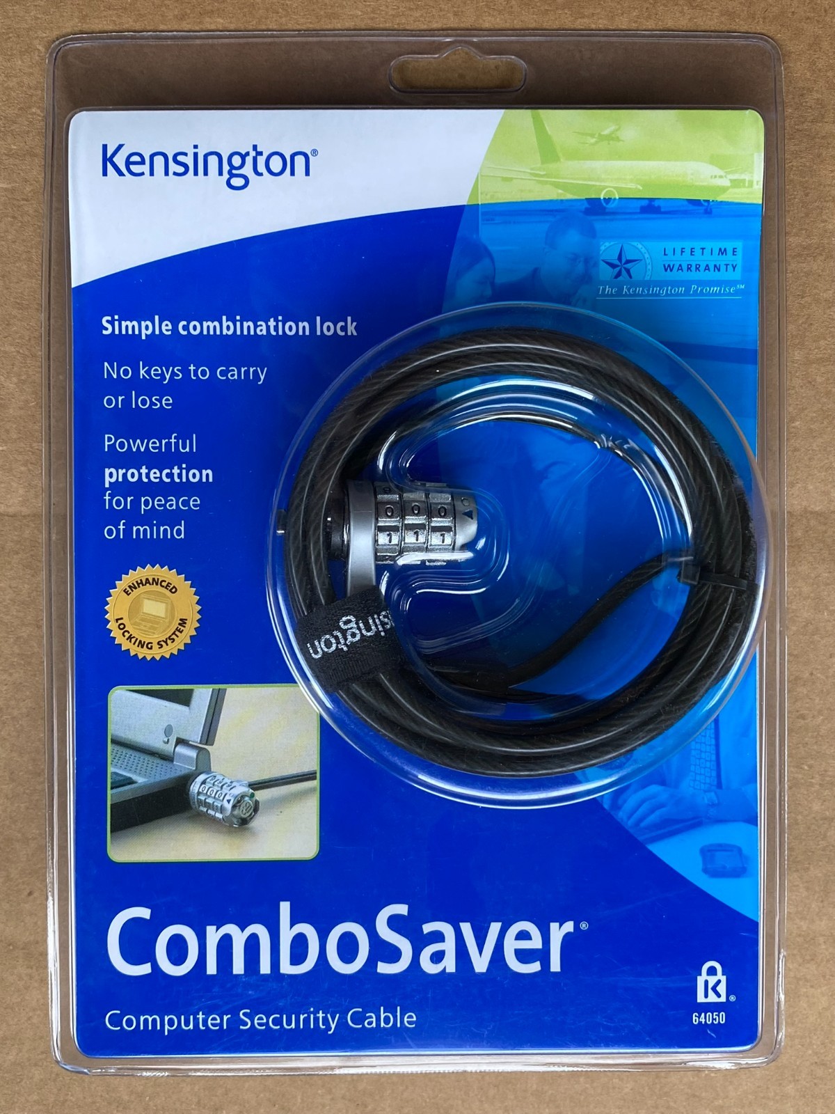 Kensington ComboSaver Computer Security Cable 64050 - Simple Combination Lock