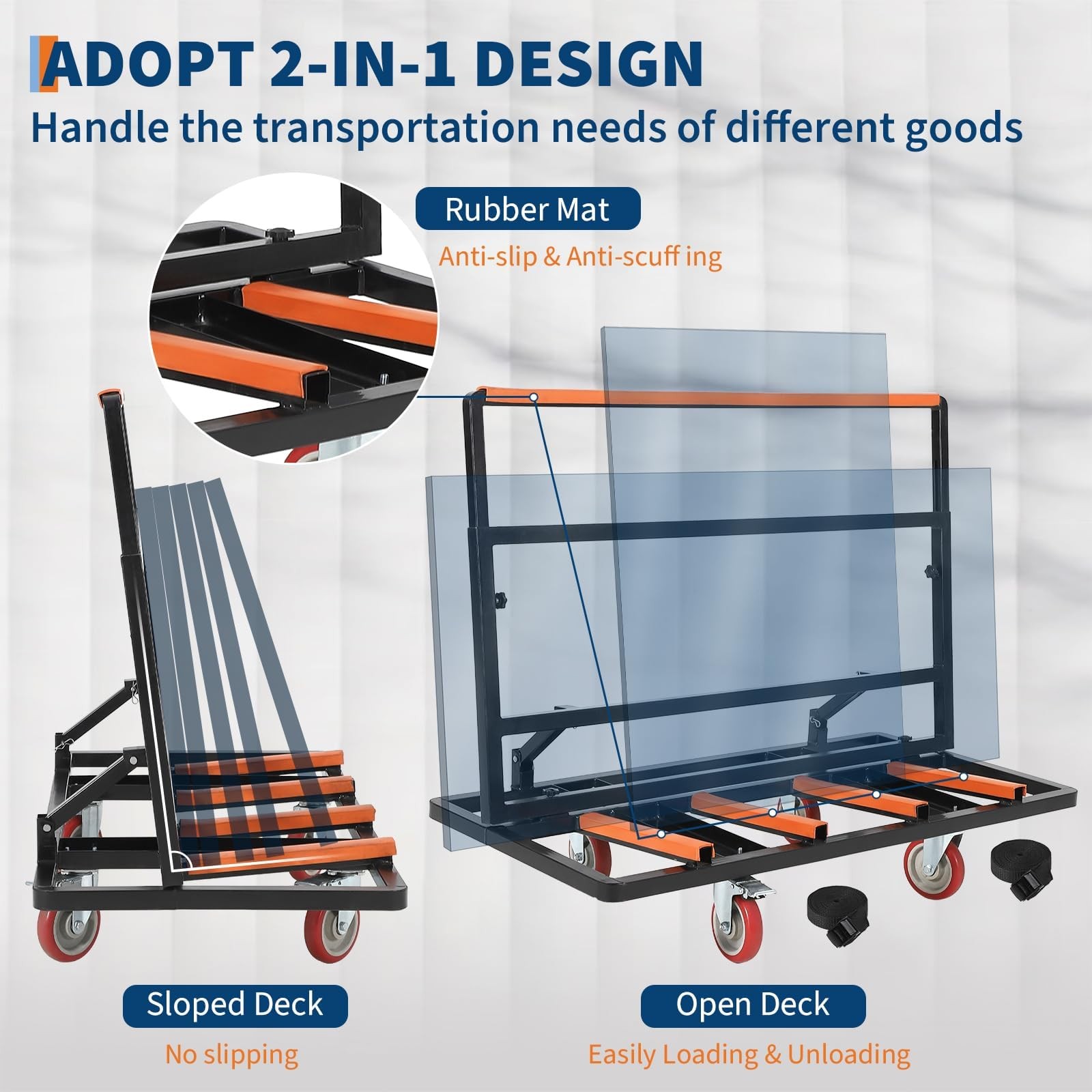 2000Lbs Capacity Folding Panel Truck Cart Drywall Dolly with Swivel Casters Set
