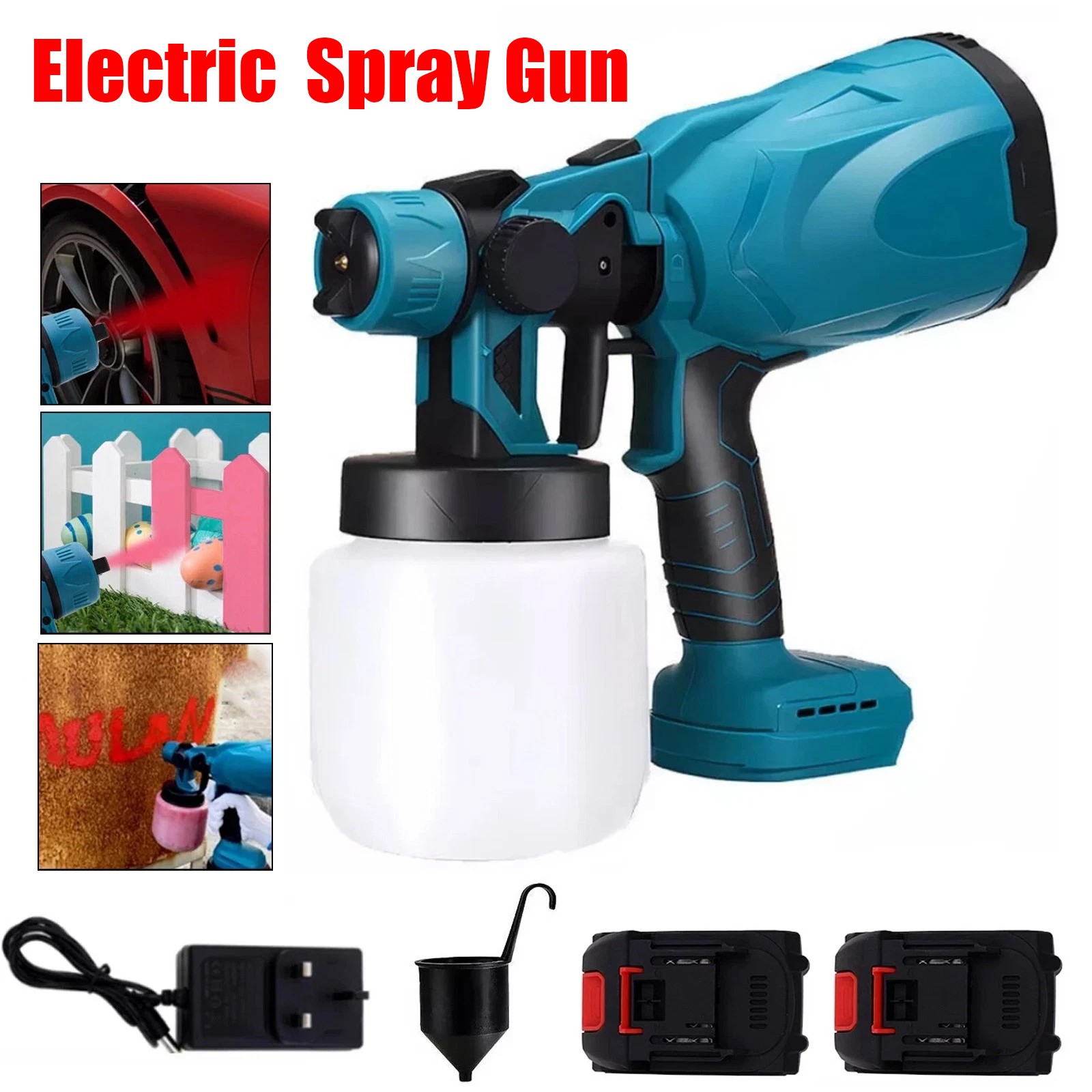 High Pressure Cordless Paint Sprayer 30000RPM With 2 Battery Electric Spray Gun