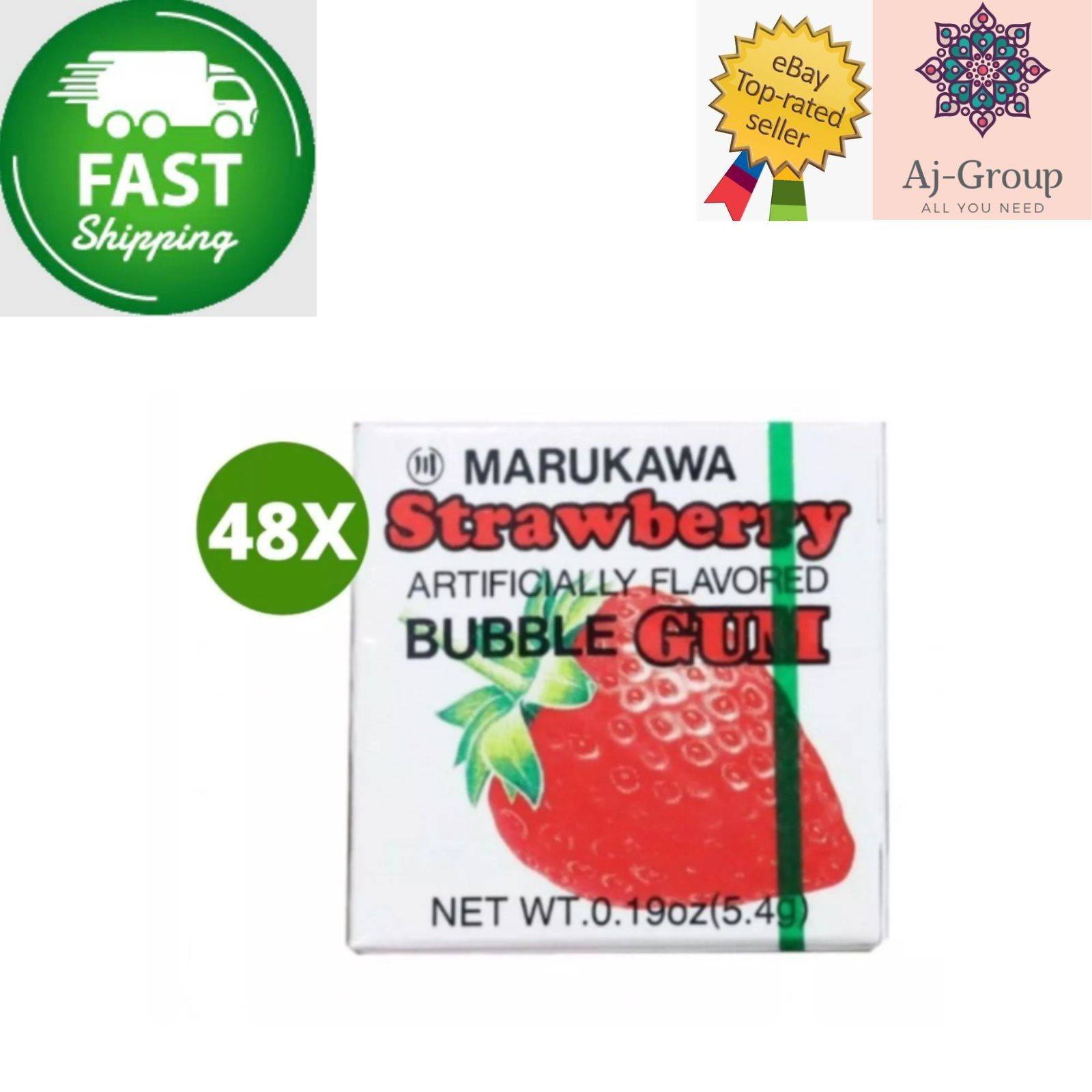 48 Pieces X Japanese Marukawa Strawberry Flavored Fusen Gum ⭐FAST SHIPPING⭐