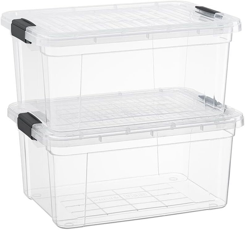 Superio Clear Storage Bins with Lids, 2 Pack- Plastic Storage Boxes - 3.4 Quart