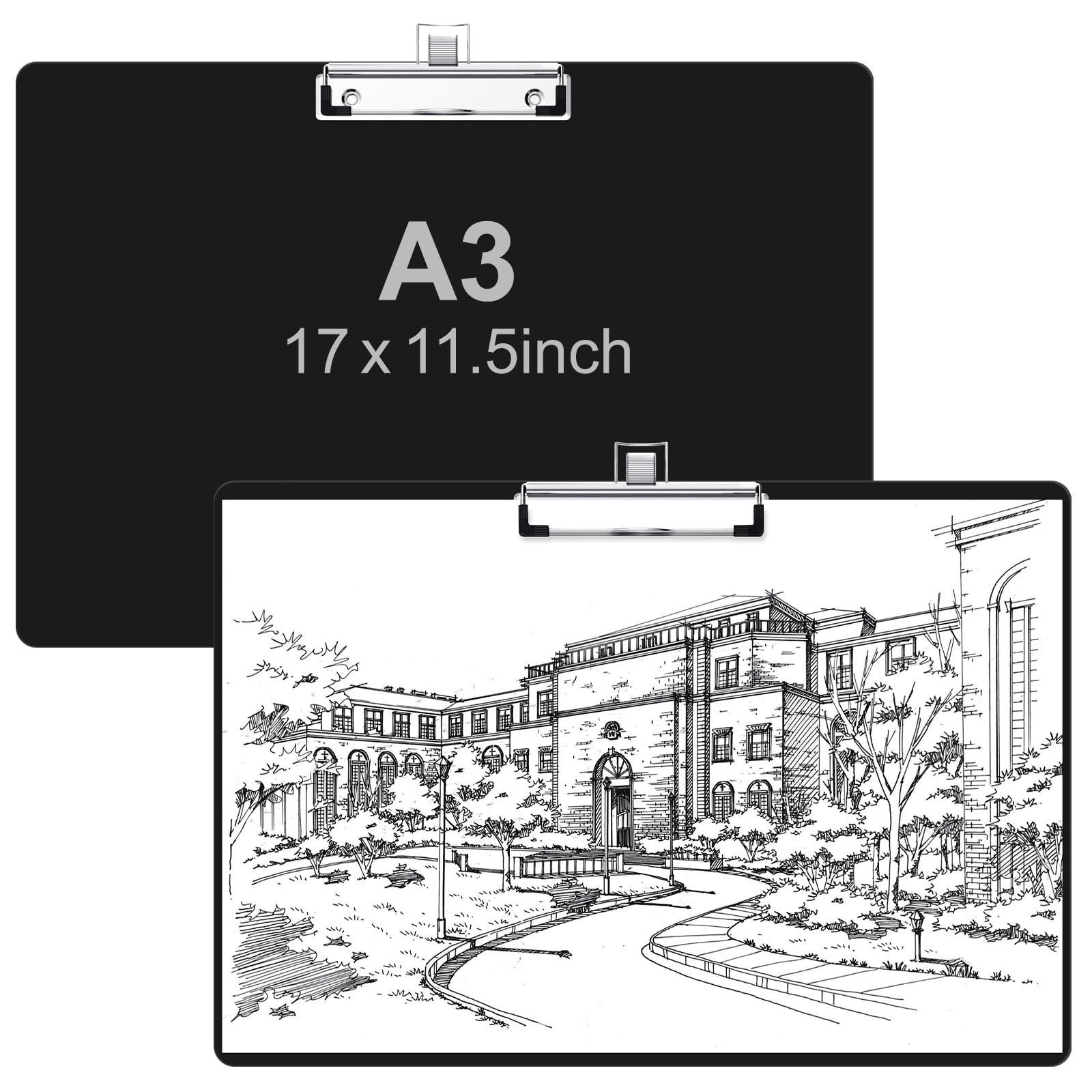 11x17 Large Clipboard with Pen Holder, Landscape Layout(2 Pack) | Black Tablo...
