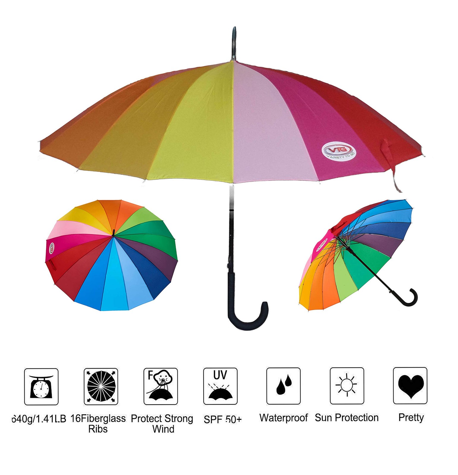 ® Rainbow Umbrella, Rainbow Umbrella Large, Compact, Windproof, Auto Open, 16...