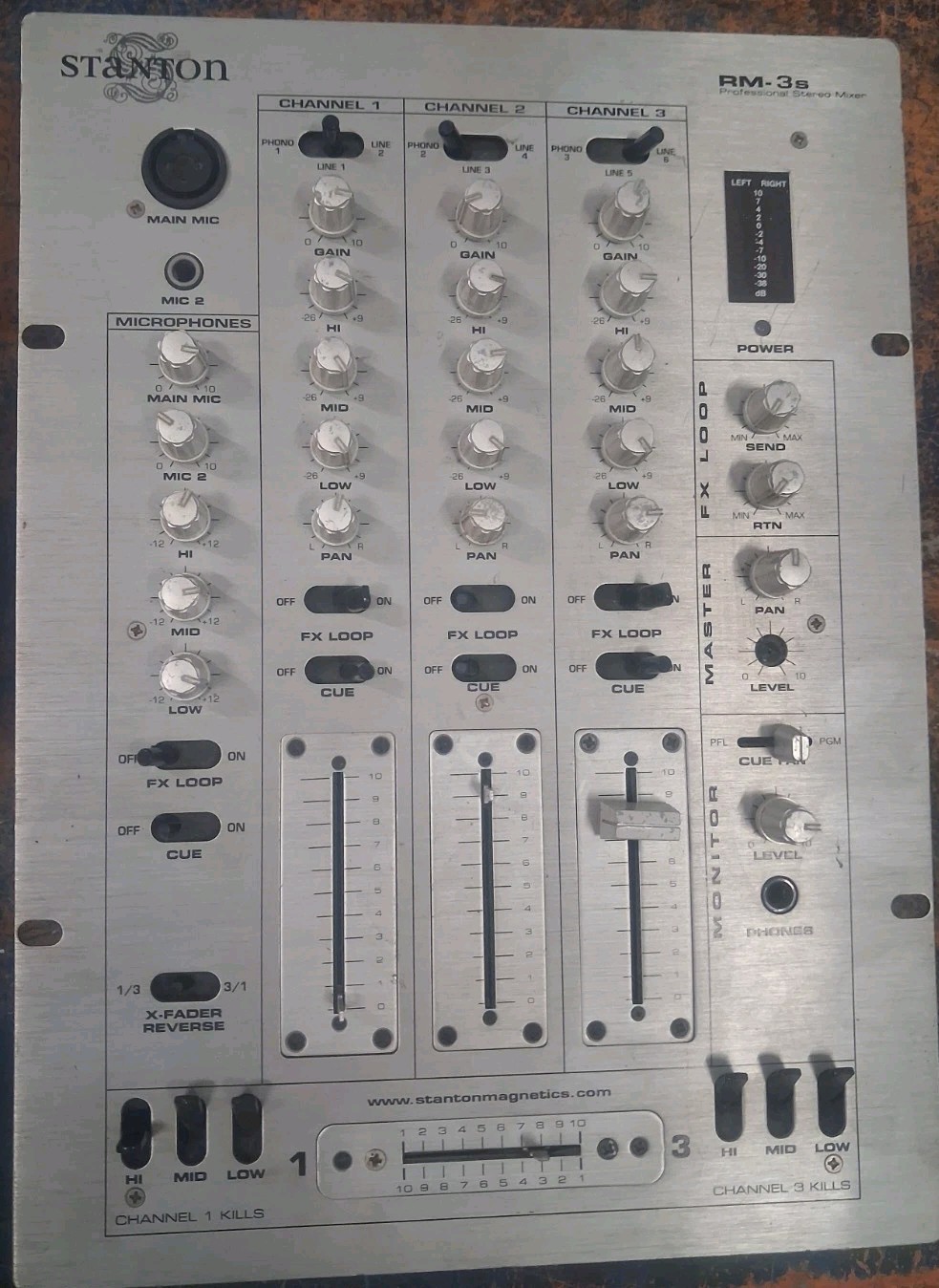 Stanton RM-THREE 3S-Channel Analog DJ Mixer, FX Loop, Rack Mountable