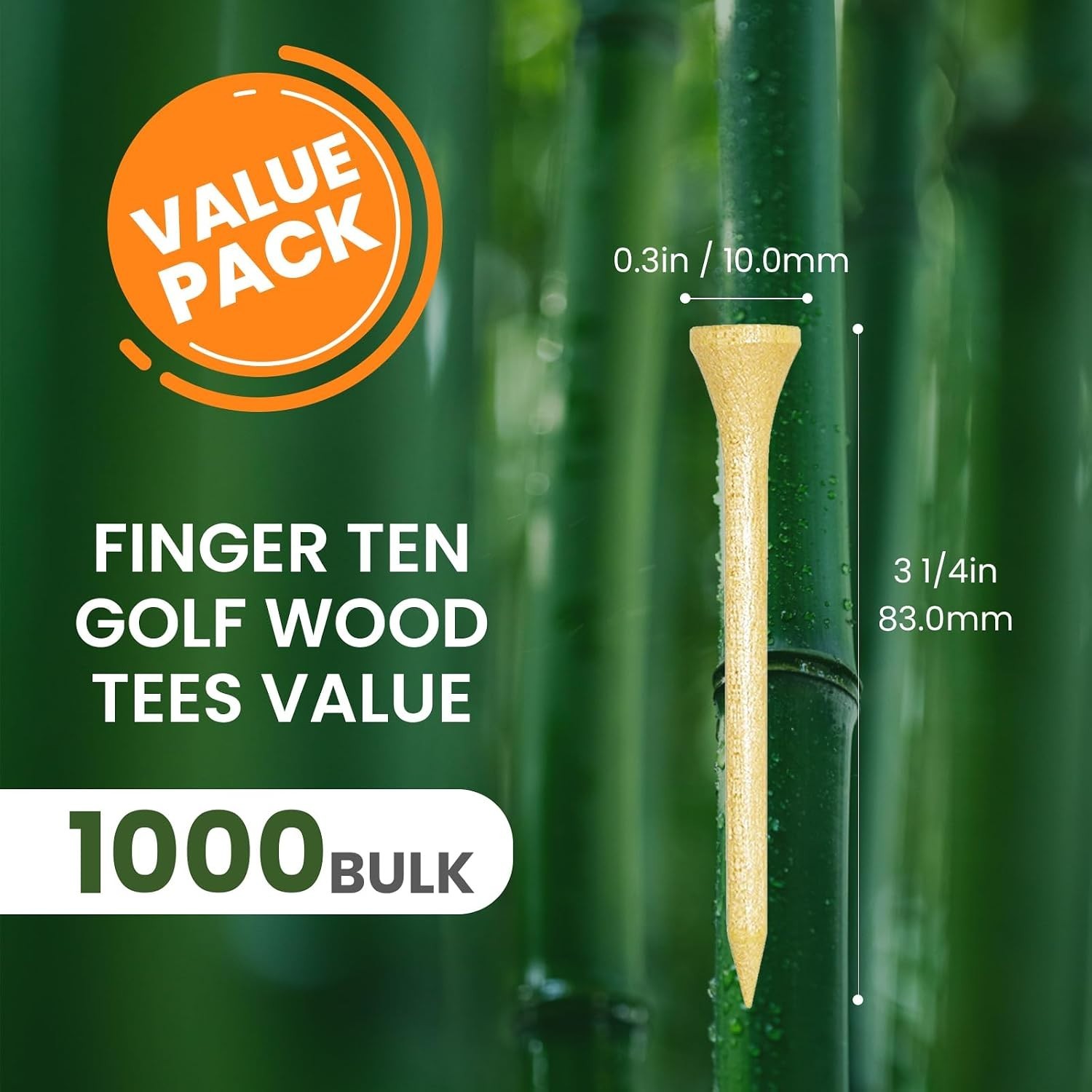 Bamboo Golf Tees 1000 Count Pack