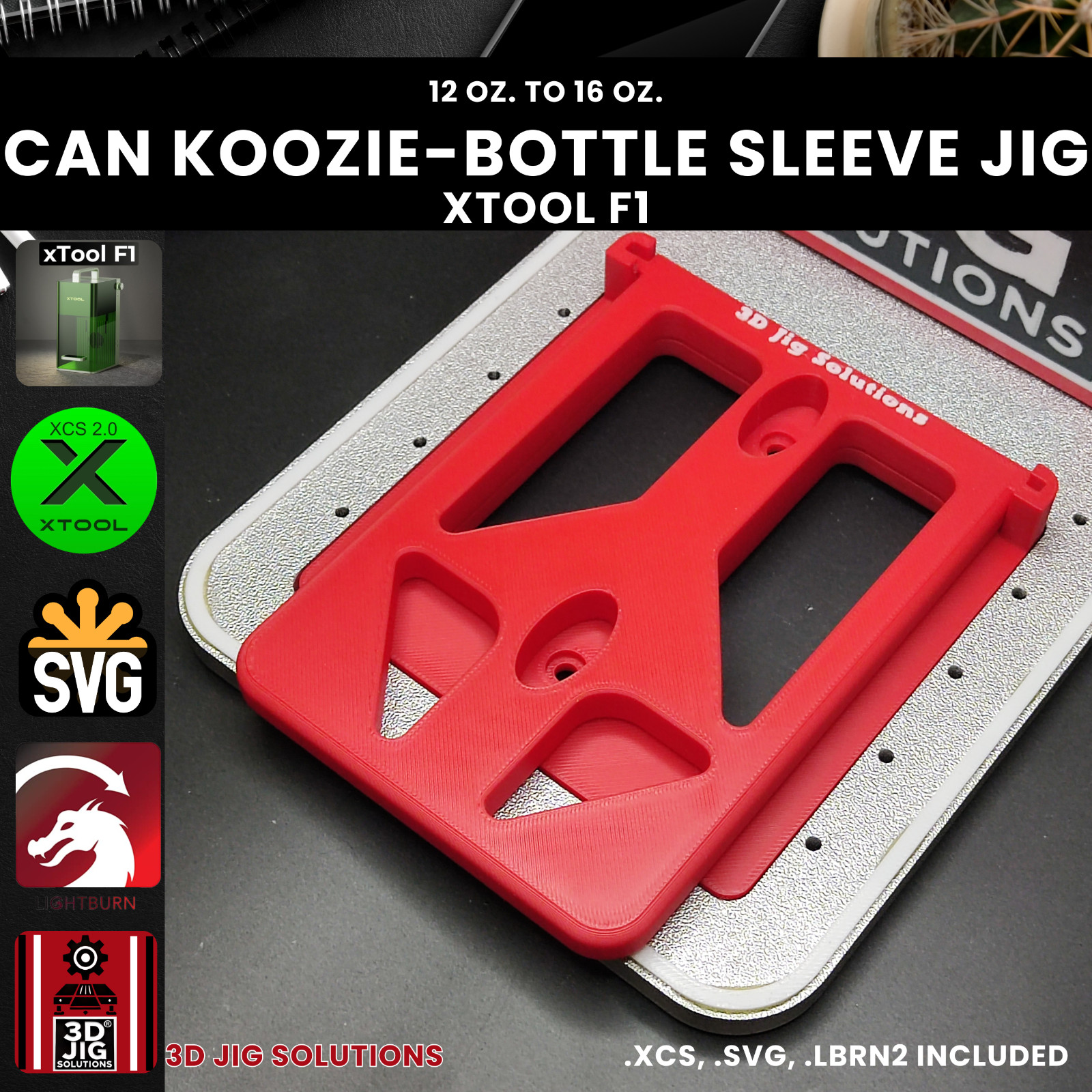 xTool F1 Koozie Jig | Bottle Cooler Laser Engraving Template | Both Sides