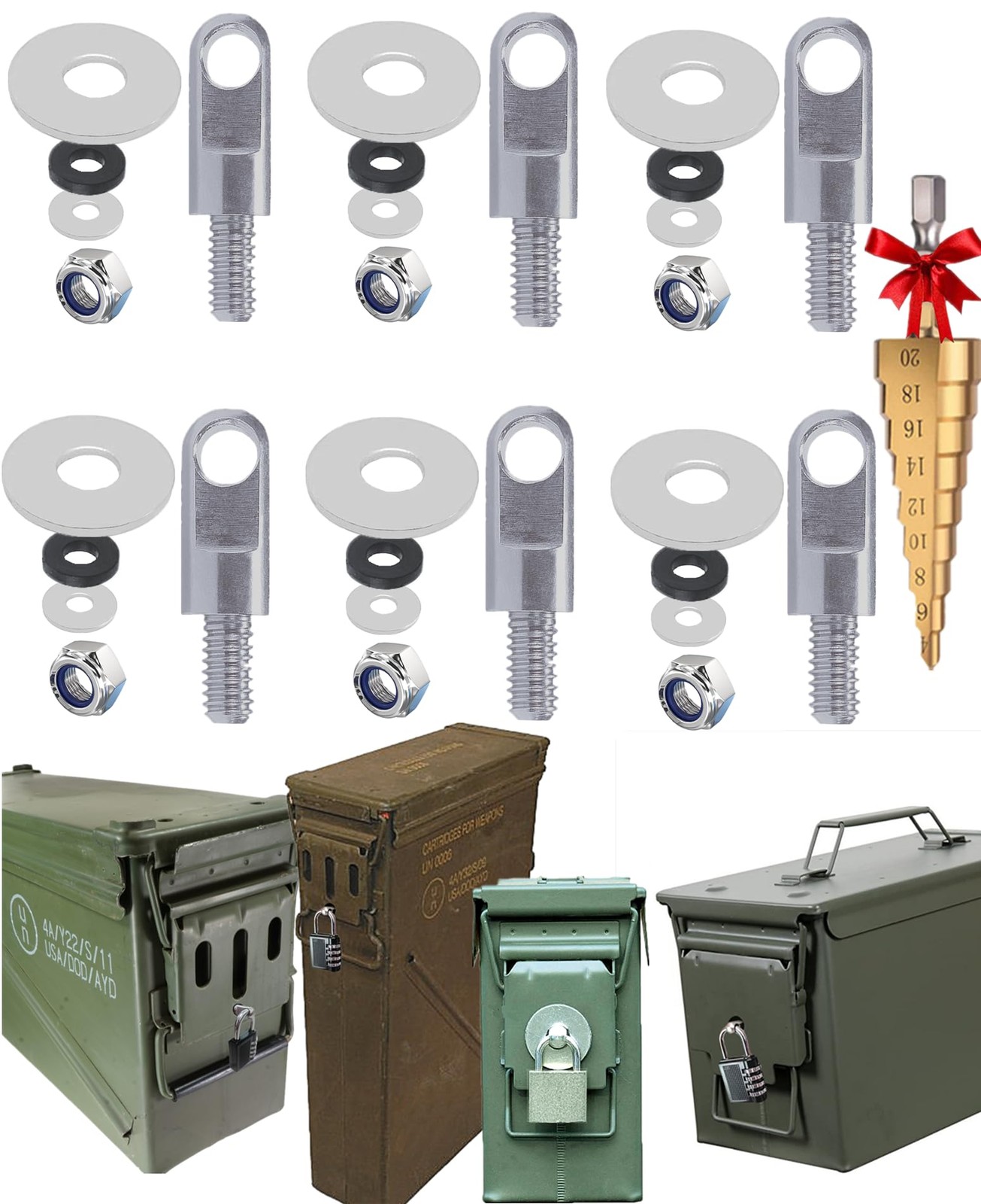 Ammo can Lock kit Metal Box Locking Hardware 6 Stainless steel color