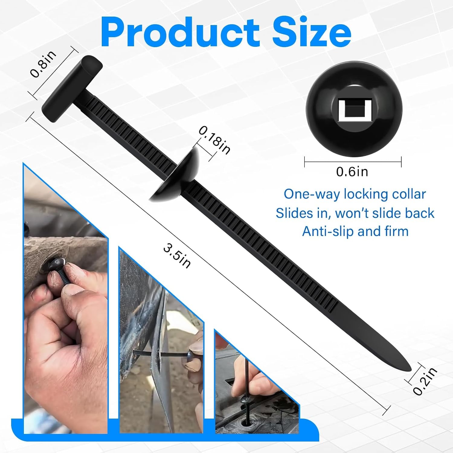 50PCS Nylon Universal Cable Tie Buckle, Upgrade Both-side Self-Locking Zip Tie C