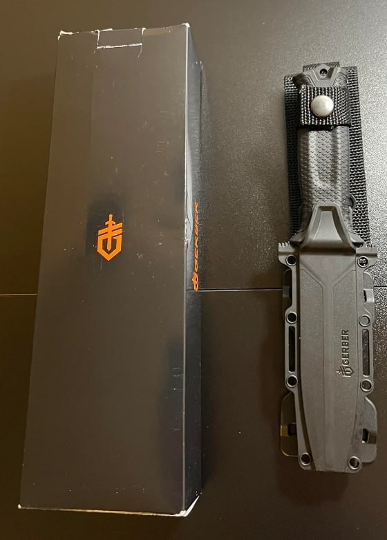 Gerber StrongArm Fixed Blade Knife - Black Plain Edge Tactical Sheath New
