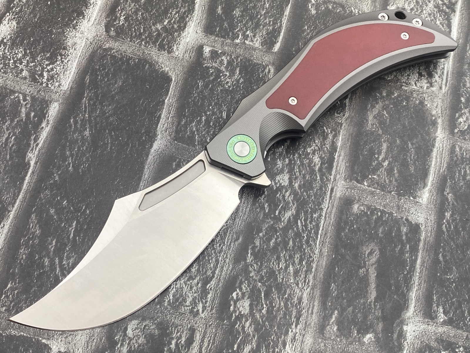 TwoSun TS209-D2 Folding Knife Titanium/Micarta Handle Plain Edge Flipper Knife