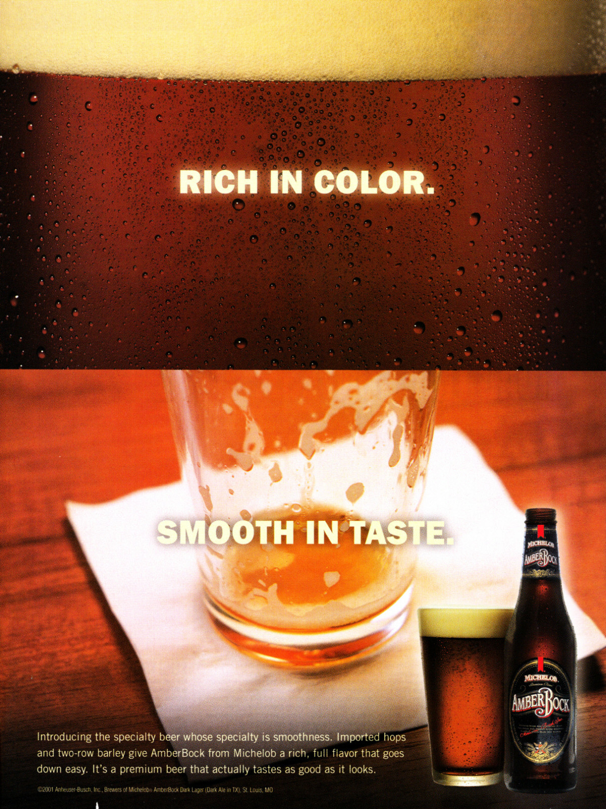 MICHELOB BEER AD #17 RARE 2001 OUT OF PRINT ~ FOR COLLECTORS ~ VINTAGE