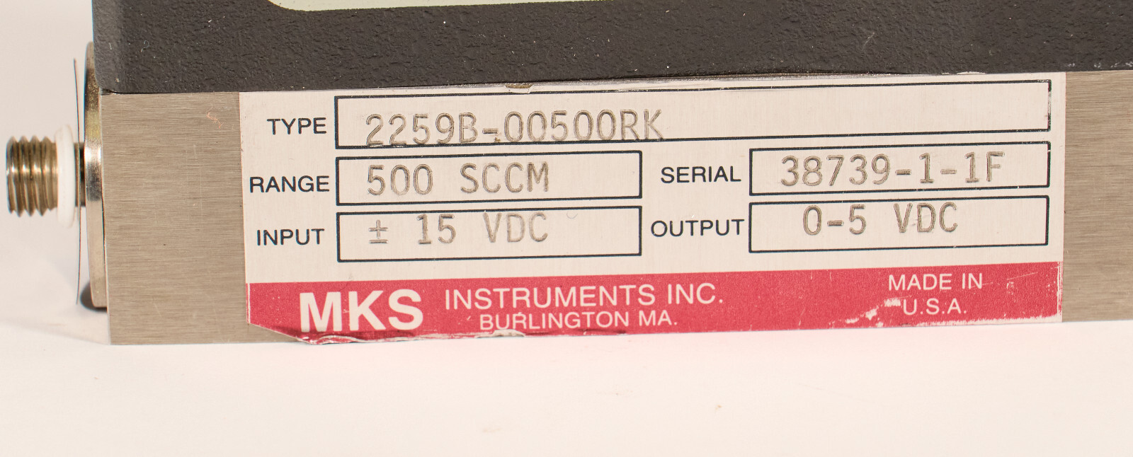 MKS Mass Flow Controller MKS 2259B-00500RK 500 SCCM