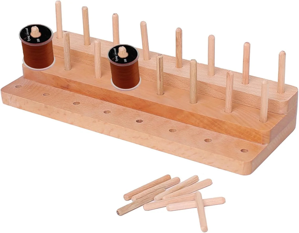 Wooden Fly Tying Thread Spool Stand,Spools Thread Holder Organizer for Tying Fly