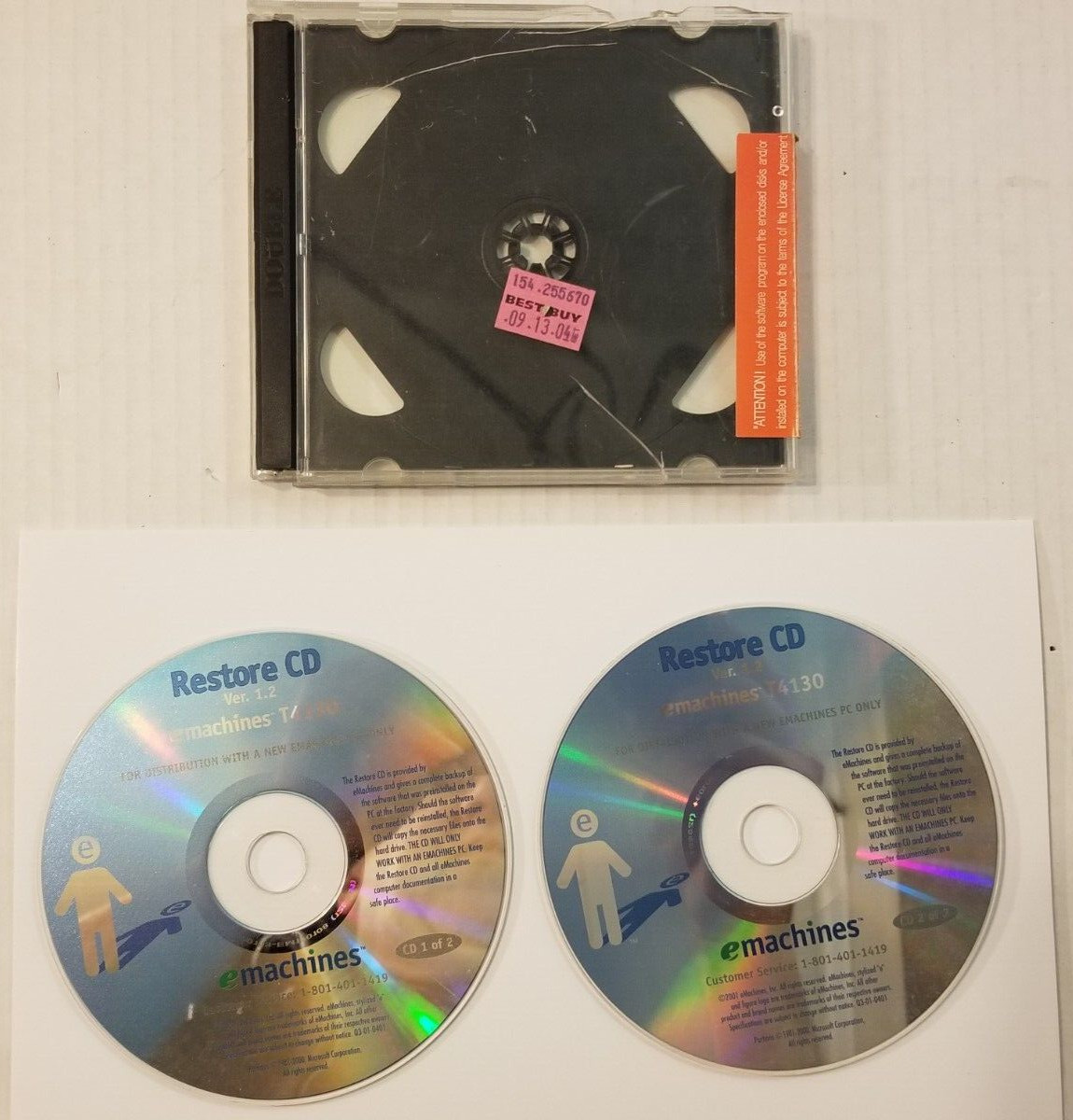 eMachines T4130  Desktop Restore Cd Set 2 disc Desktop - Good Condition
