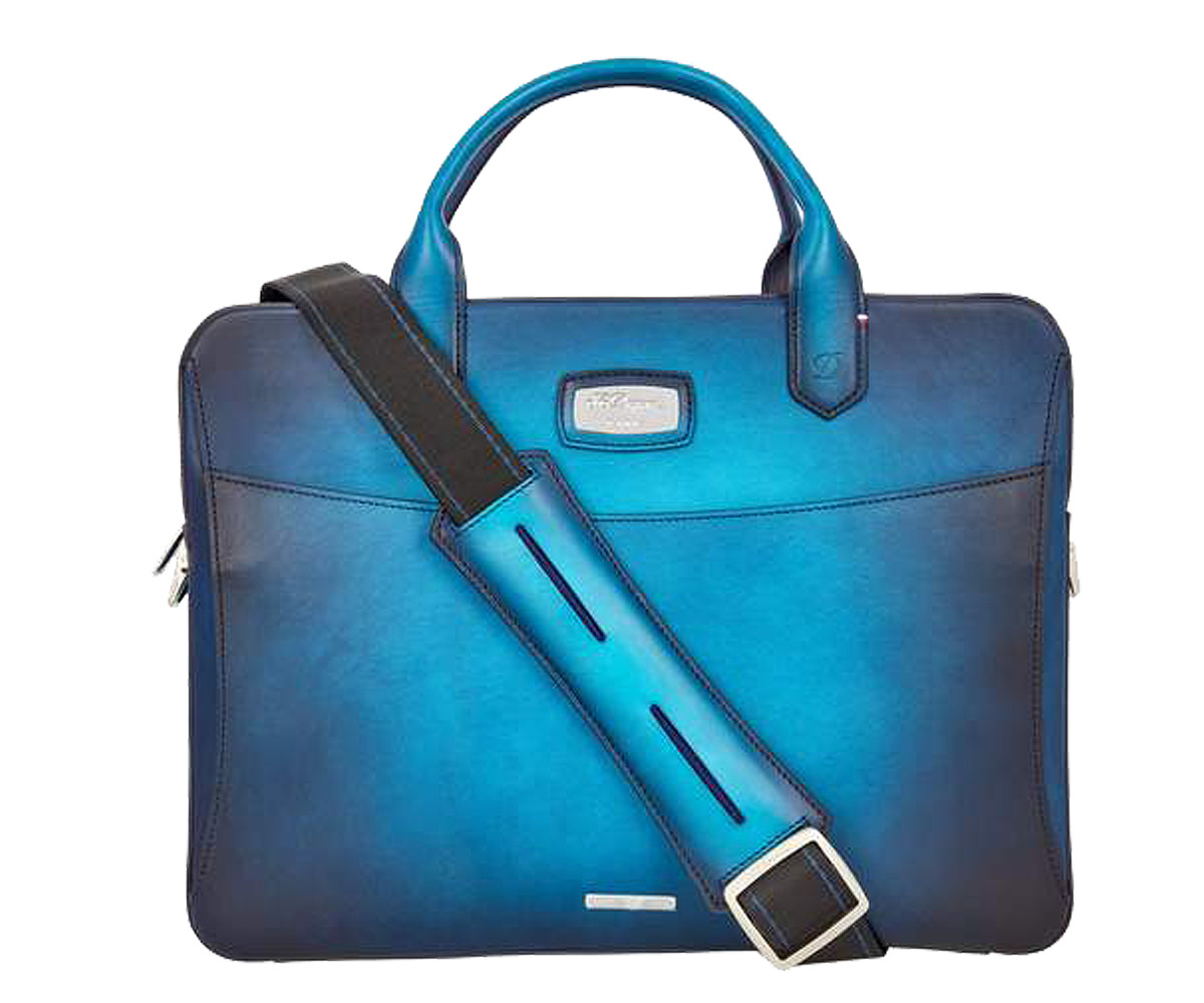 S.T. Dupont Briefcase, Atelier Blue Leather, 191211, New In Protective Bag