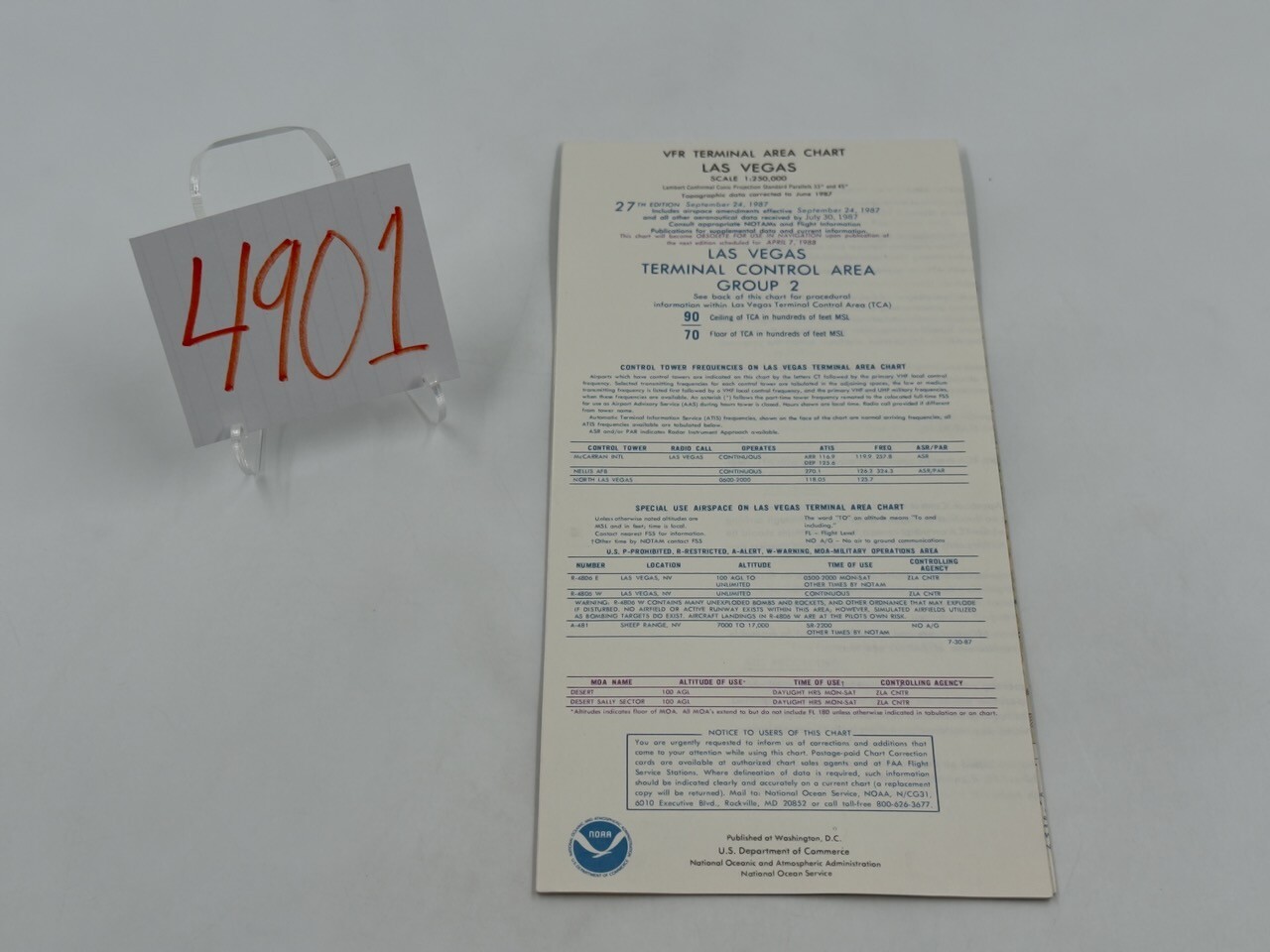 NOAA Sectional Aeronautical Chart, Scale 1:500,000 - Las Vegas, 27th Ed. 1987