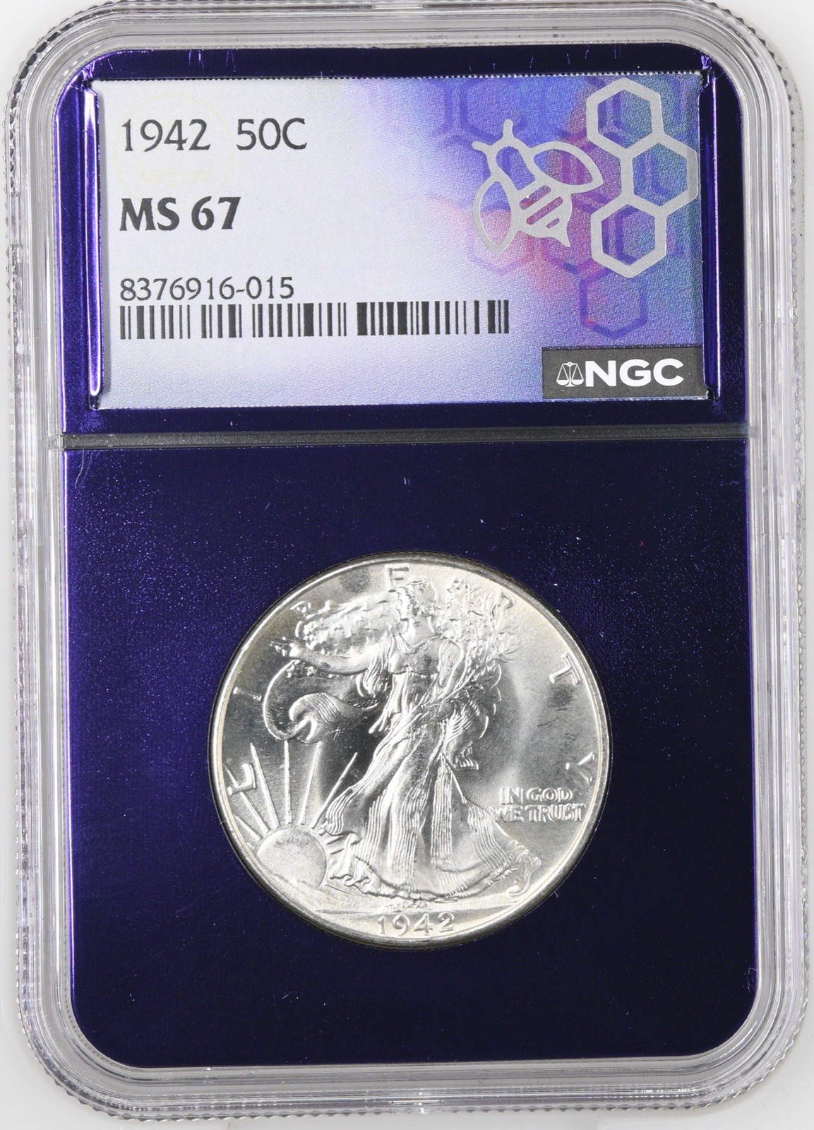 1942 Walking Liberty Half Dollar NGC MS67 - GEM BLAST WHITE SPOT FREE