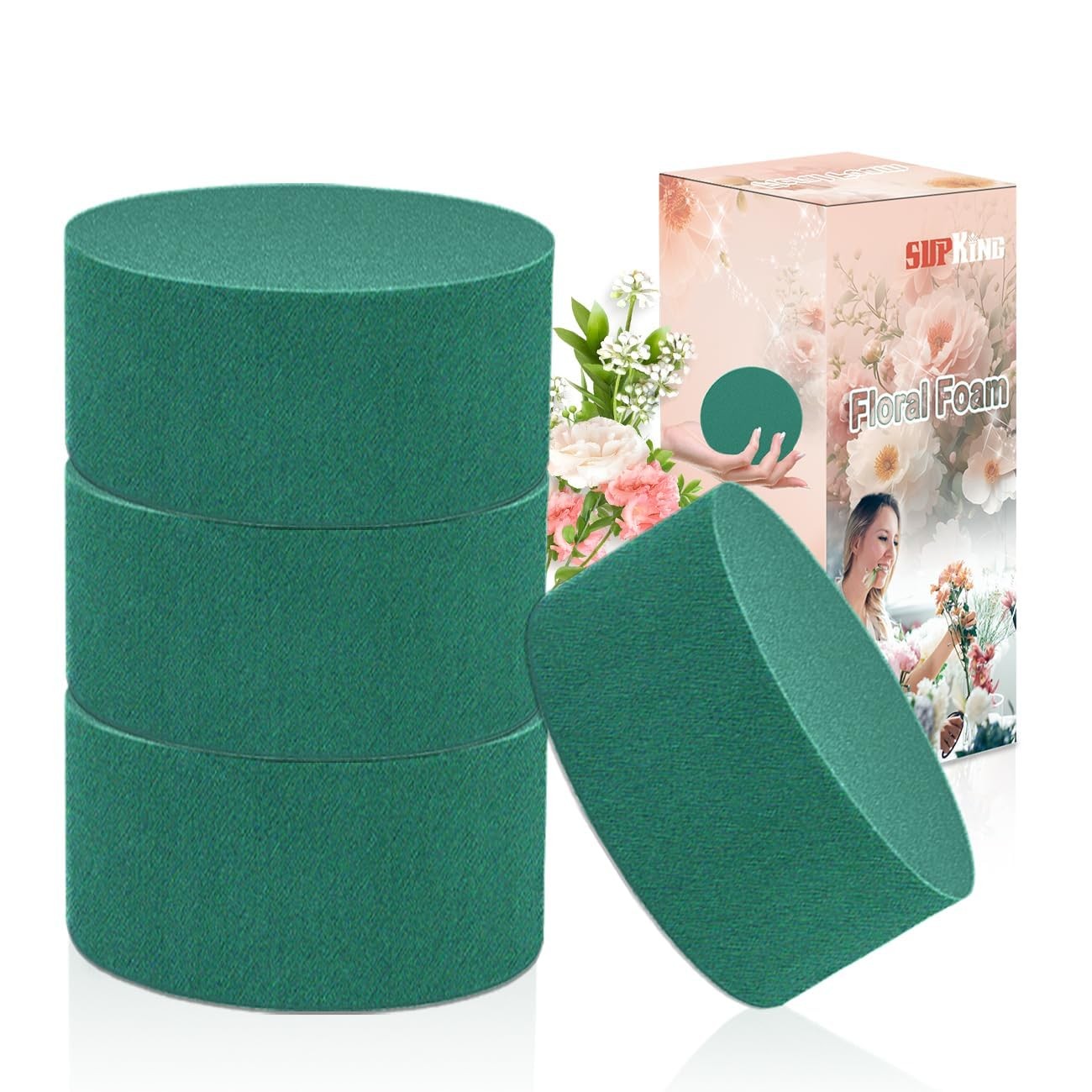 4Pcs Floral Foam Round 3.15" Small Green Wet Dry Flower Foam Blocks Florist P...