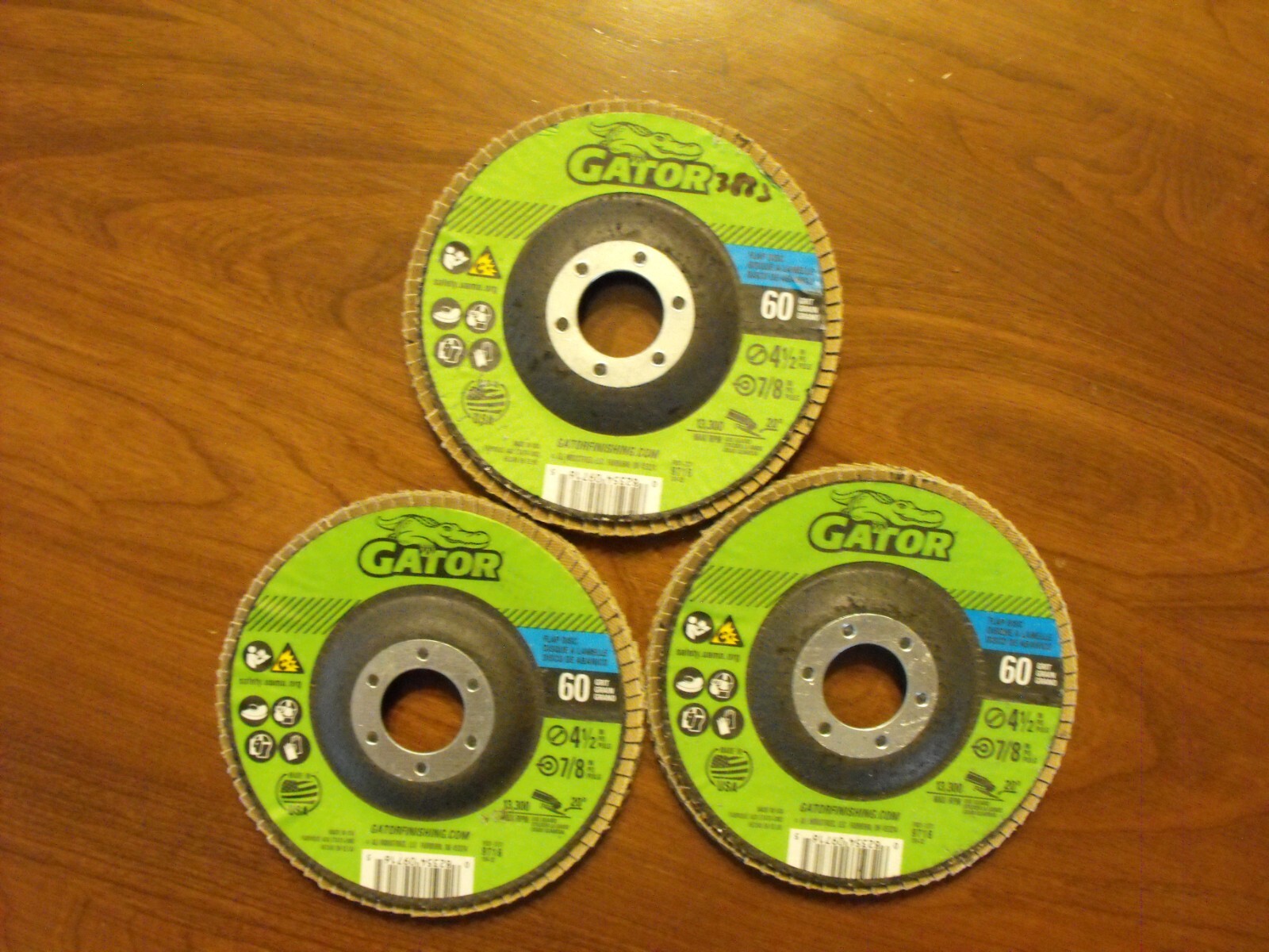 Gator flap disc sanding 60 grit 4 1/2" lot of 3