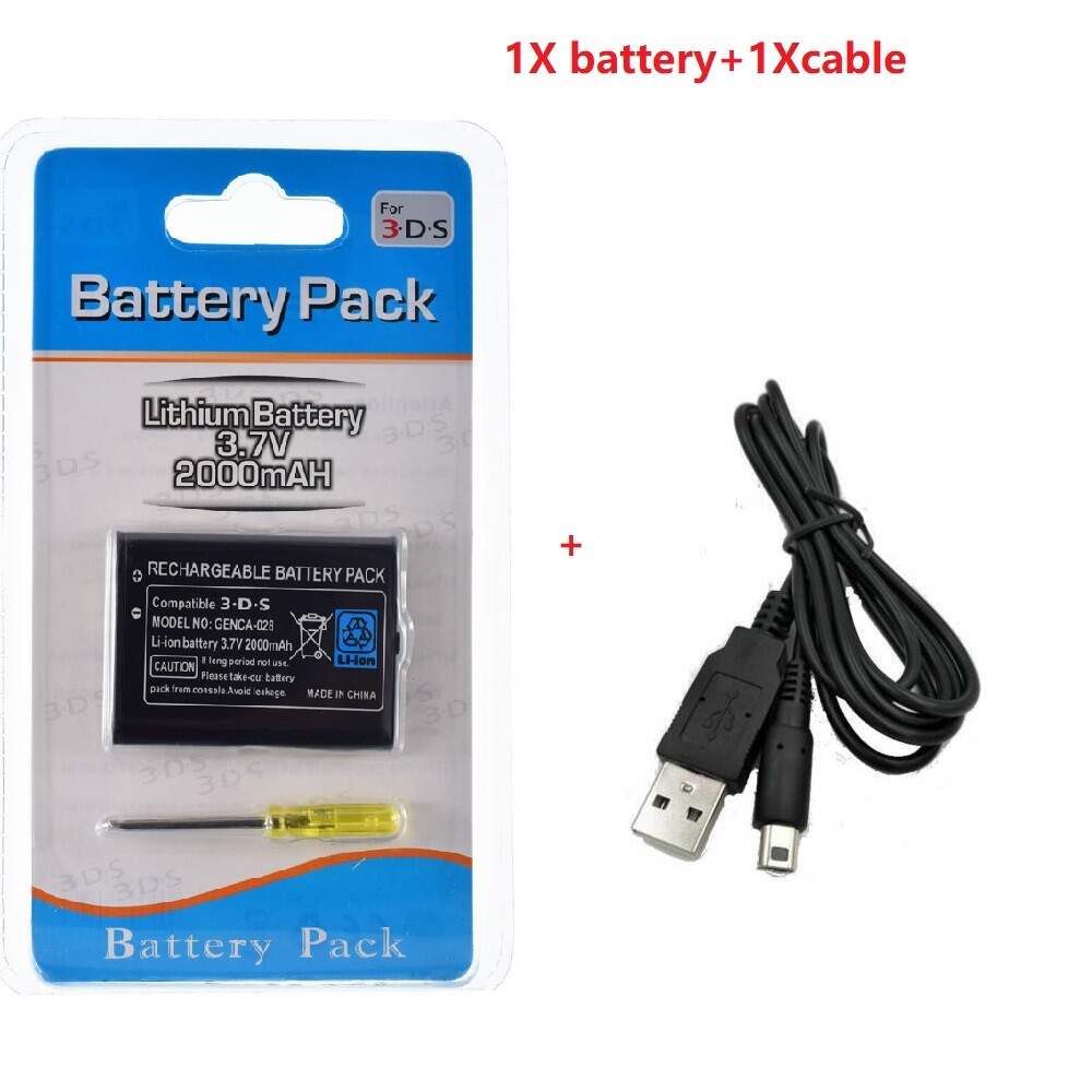 Replacement Rechargeable Battery for Nintendo 3DS 2DS CTR-003 2000mAh+ USB Power