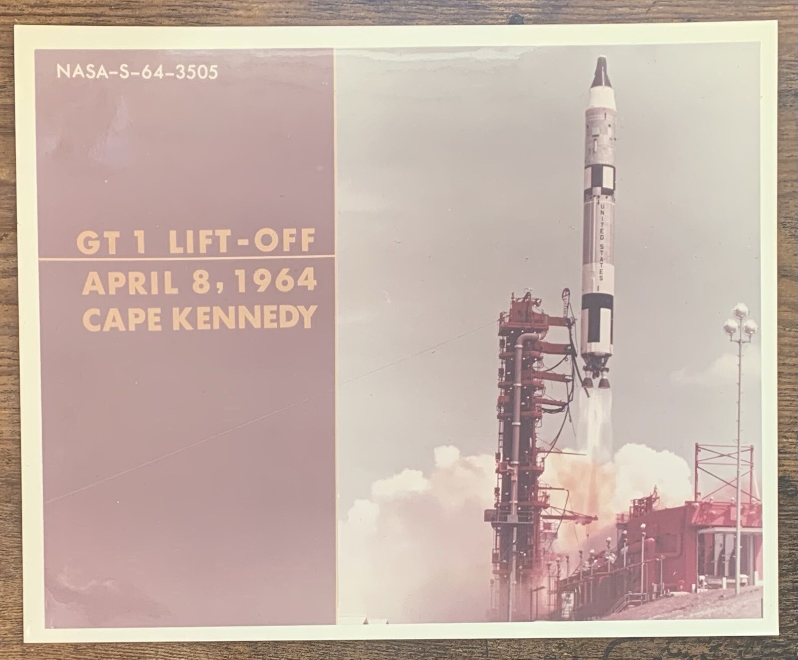 Vintage NASA Red Number Photograph - GT1 Maiden Launch of the Gemini Era 1966